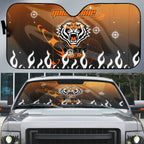 Personalized Wests Tigers Auto Sun Shade Y2K Grunge Aesthetic With Cyber Flames and Starburst Graphics