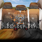 Personalized Wests Tigers Back Car Seat Cover Y2K Grunge Aesthetic With Cyber Flames and Starburst Graphics