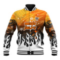 Personalized Wests Tigers Baseball Jacket Y2K Grunge Aesthetic With Cyber Flames and Starburst Graphics