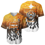 Personalized Wests Tigers Baseball Jersey Y2K Grunge Aesthetic With Cyber Flames and Starburst Graphics