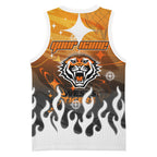 Personalized Wests Tigers Basketball Jersey Y2K Grunge Aesthetic With Cyber Flames and Starburst Graphics