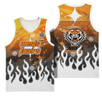 Personalized Wests Tigers Basketball Jersey Y2K Grunge Aesthetic With Cyber Flames and Starburst Graphics