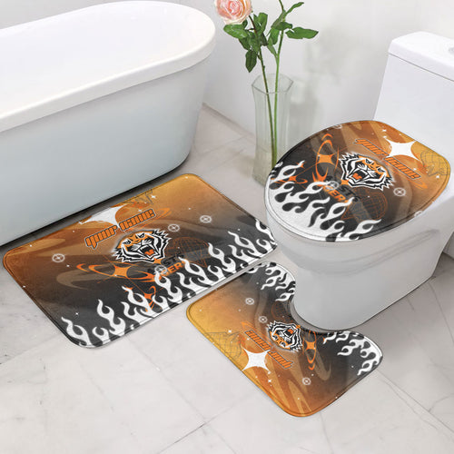 Personalized Wests Tigers Bathroom Set Y2K Grunge Aesthetic With Cyber Flames and Starburst Graphics