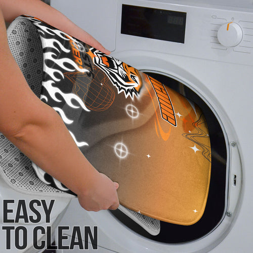 Personalized Wests Tigers Bathroom Set Y2K Grunge Aesthetic With Cyber Flames and Starburst Graphics