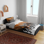 Personalized Wests Tigers Bedding Set Y2K Grunge Aesthetic With Cyber Flames and Starburst Graphics