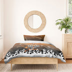 Personalized Wests Tigers Bedding Set Y2K Grunge Aesthetic With Cyber Flames and Starburst Graphics