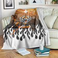 Personalized Wests Tigers Blanket Y2K Grunge Aesthetic With Cyber Flames and Starburst Graphics