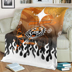 Personalized Wests Tigers Blanket Y2K Grunge Aesthetic With Cyber Flames and Starburst Graphics