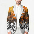 Personalized Wests Tigers Blazer Y2K Grunge Aesthetic With Cyber Flames and Starburst Graphics