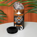 Personalized Wests Tigers 4 in 1 Can Cooler Tumbler Y2K Grunge Aesthetic With Cyber Flames and Starburst Graphics
