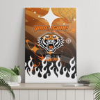 Personalized Wests Tigers Canvas Wall Art Y2K Grunge Aesthetic With Cyber Flames and Starburst Graphics