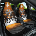 Personalized Wests Tigers Car Seat Cover Y2K Grunge Aesthetic With Cyber Flames and Starburst Graphics