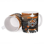 Personalized Wests Tigers Ceramic Mug Y2K Grunge Aesthetic With Cyber Flames and Starburst Graphics