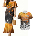 Personalized Wests Tigers Couples Matching Mermaid Dress and Hawaiian Shirt Y2K Grunge Aesthetic With Cyber Flames and Starburst Graphics