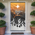 Personalized Wests Tigers Door Cover Y2K Grunge Aesthetic With Cyber Flames and Starburst Graphics