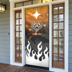 Personalized Wests Tigers Door Cover Y2K Grunge Aesthetic With Cyber Flames and Starburst Graphics