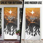 Personalized Wests Tigers Door Cover Y2K Grunge Aesthetic With Cyber Flames and Starburst Graphics