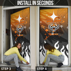 Personalized Wests Tigers Door Cover Y2K Grunge Aesthetic With Cyber Flames and Starburst Graphics