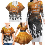 Personalized Wests Tigers Family Matching Long Sleeve Bodycon Dress and Hawaiian Shirt Y2K Grunge Aesthetic With Cyber Flames and Starburst Graphics