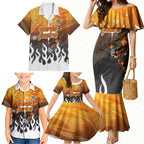 Personalized Wests Tigers Family Matching Mermaid Dress and Hawaiian Shirt Y2K Grunge Aesthetic With Cyber Flames and Starburst Graphics