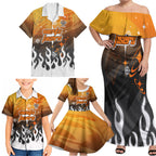 Personalized Wests Tigers Family Matching Off Shoulder Maxi Dress and Hawaiian Shirt Y2K Grunge Aesthetic With Cyber Flames and Starburst Graphics