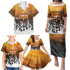 Personalized Wests Tigers Family Matching Puletasi and Hawaiian Shirt Y2K Grunge Aesthetic With Cyber Flames and Starburst Graphics