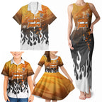 Personalized Wests Tigers Family Matching Tank Maxi Dress and Hawaiian Shirt Y2K Grunge Aesthetic With Cyber Flames and Starburst Graphics