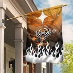 Personalized Wests Tigers Garden Flag Y2K Grunge Aesthetic With Cyber Flames and Starburst Graphics