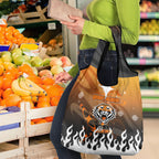 Personalized Wests Tigers Grocery Bag Y2K Grunge Aesthetic With Cyber Flames and Starburst Graphics