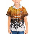 Personalized Wests Tigers Hawaiian Shirt Y2K Grunge Aesthetic With Cyber Flames and Starburst Graphics