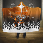 Personalized Wests Tigers Hooded Blanket Y2K Grunge Aesthetic With Cyber Flames and Starburst Graphics