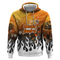 Personalized Wests Tigers Hoodie Y2K Grunge Aesthetic With Cyber Flames and Starburst Graphics