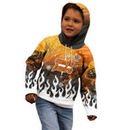 Personalized Wests Tigers Kid Hoodie Y2K Grunge Aesthetic With Cyber Flames and Starburst Graphics
