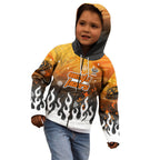 Personalized Wests Tigers Kid Hoodie Y2K Grunge Aesthetic With Cyber Flames and Starburst Graphics