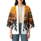 Personalized Wests Tigers Kimono Y2K Grunge Aesthetic With Cyber Flames and Starburst Graphics
