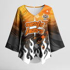 Personalized Wests Tigers Kimono Sleeve Blouse Y2K Grunge Aesthetic With Cyber Flames and Starburst Graphics