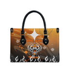 Personalized Wests Tigers Leather Bag Y2K Grunge Aesthetic With Cyber Flames and Starburst Graphics