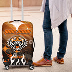 Personalized Wests Tigers Luggage Cover Y2K Grunge Aesthetic With Cyber Flames and Starburst Graphics
