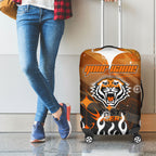 Personalized Wests Tigers Luggage Cover Y2K Grunge Aesthetic With Cyber Flames and Starburst Graphics