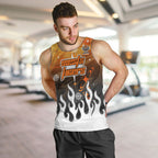 Personalized Wests Tigers Men Tank Top Y2K Grunge Aesthetic With Cyber Flames and Starburst Graphics