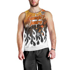 Personalized Wests Tigers Men Tank Top Y2K Grunge Aesthetic With Cyber Flames and Starburst Graphics