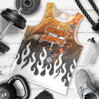 Personalized Wests Tigers Men Tank Top Y2K Grunge Aesthetic With Cyber Flames and Starburst Graphics