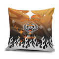 Personalized Wests Tigers Pillow Cover Y2K Grunge Aesthetic With Cyber Flames and Starburst Graphics