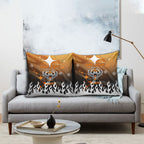 Personalized Wests Tigers Pillow Cover Y2K Grunge Aesthetic With Cyber Flames and Starburst Graphics