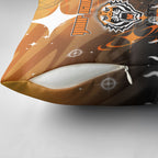 Personalized Wests Tigers Pillow Cover Y2K Grunge Aesthetic With Cyber Flames and Starburst Graphics