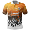 Personalized Wests Tigers Polo Shirt Y2K Grunge Aesthetic With Cyber Flames and Starburst Graphics