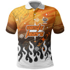Personalized Wests Tigers Polo Shirt Y2K Grunge Aesthetic With Cyber Flames and Starburst Graphics