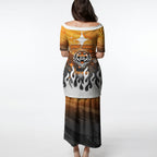 Personalized Wests Tigers Puletasi Y2K Grunge Aesthetic With Cyber Flames and Starburst Graphics