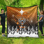 Personalized Wests Tigers Quilt Y2K Grunge Aesthetic With Cyber Flames and Starburst Graphics