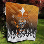 Personalized Wests Tigers Quilt Y2K Grunge Aesthetic With Cyber Flames and Starburst Graphics